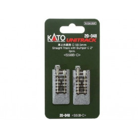 KATO Unitrack 2x rails droits 50,5 mm avec butoir - KATO 20-048