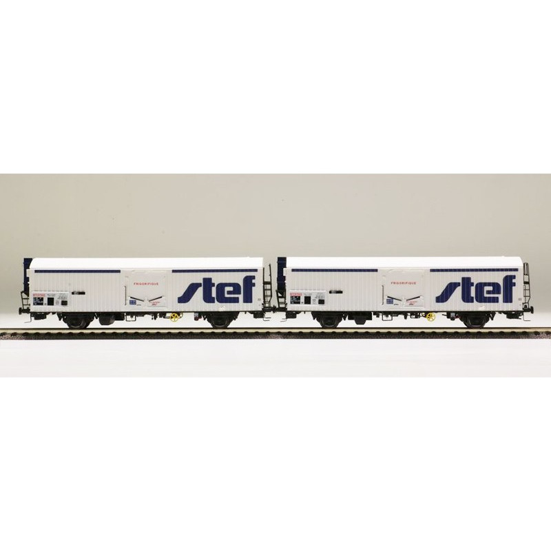LS Models 30232 - Coffret de 2 wagons lgs bande bleue logo STEF décentré SNCF époque IV - HO
