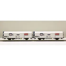 LS Models 30233 - Coffret de 2 wagons lgs logo STEF centré version Findus - Gervais SNCF époque IV - HO