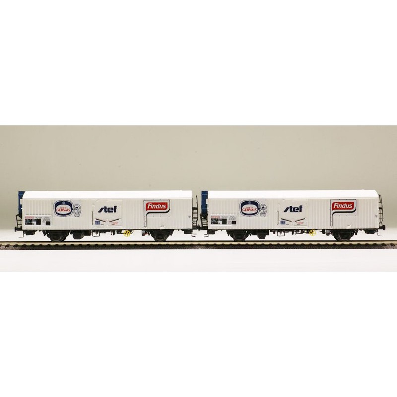 LS Models 30233 - Coffret de 2 wagons lgs logo STEF centré version Findus - Gervais SNCF époque IV - HO