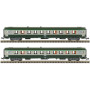 Set 2 voitures UIC B10 ép. V verte-grise logo blanc cart. Corail - N - REE NW-144