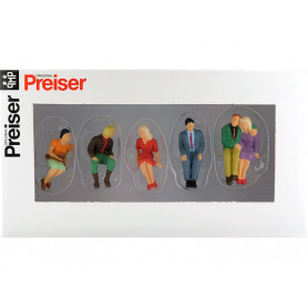 6 personnages assis - échelle O 1/43 - PREISER 65306