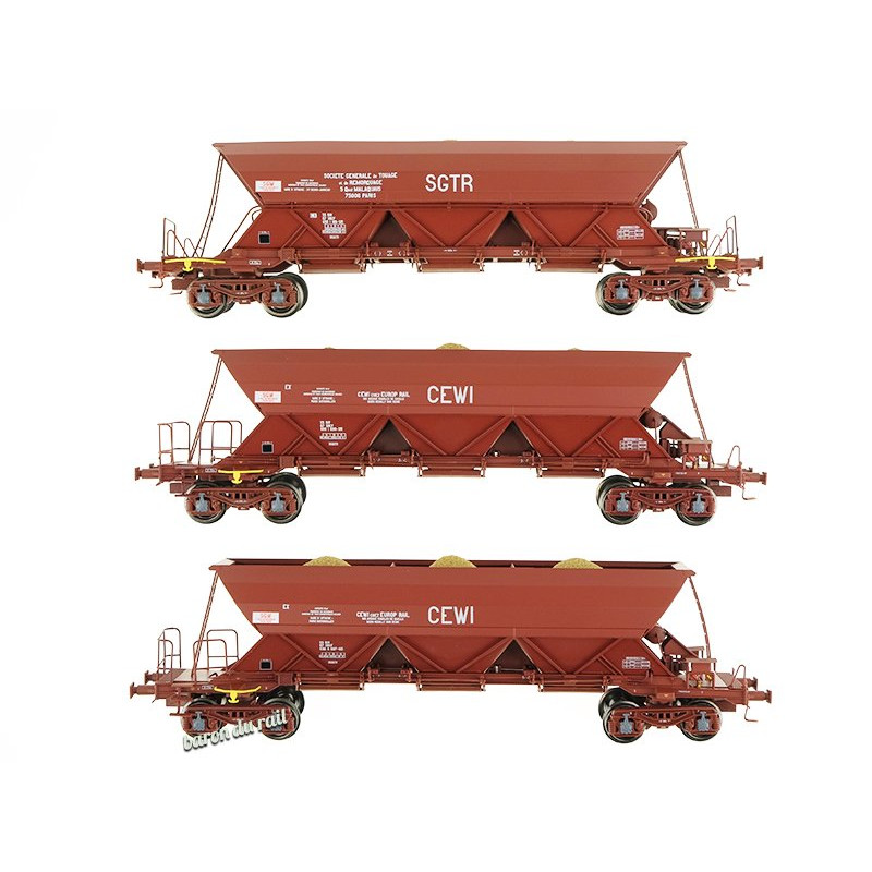 Set de 3 wagons trémie EX T1-T3 «SGTR / CEWI / CEWI» - ép. V-VI - HO 1/87 - REE WB-574