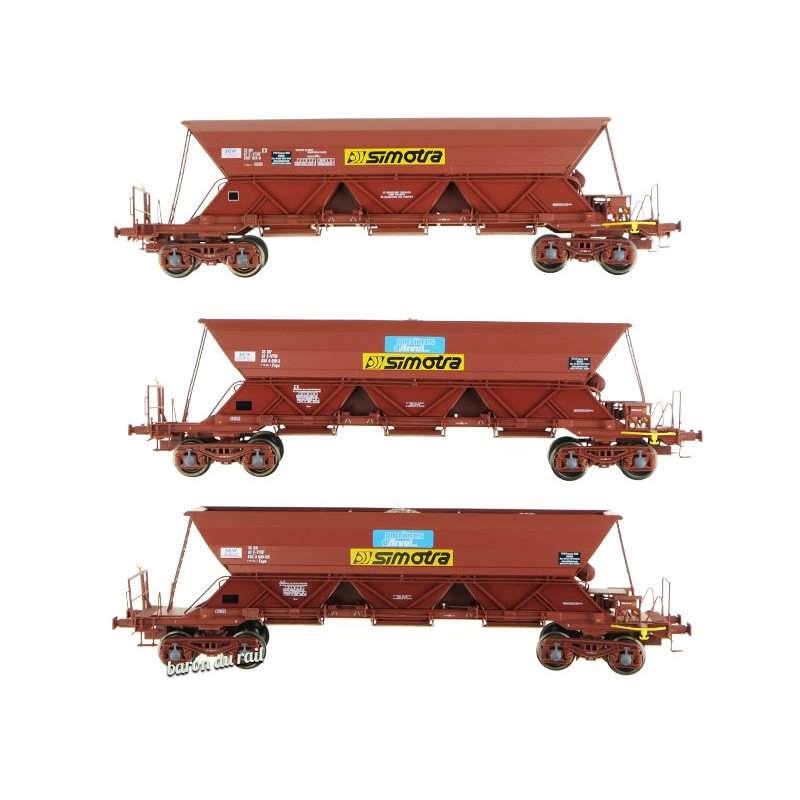 Set de 3 wagons trémie EX T2 «SIMOTRA» - ép. IV - HO 1/87 - REE WB-576