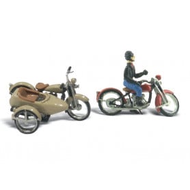 Moto et sidecar - HO 1/87 - WOODLAND SCENICS D228