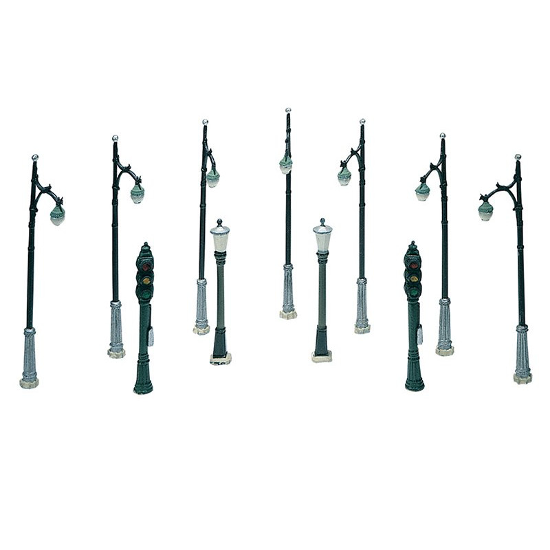 11x lampadaires et feux de circulation - HO 1/87 - WOODLAND SCENICS D248