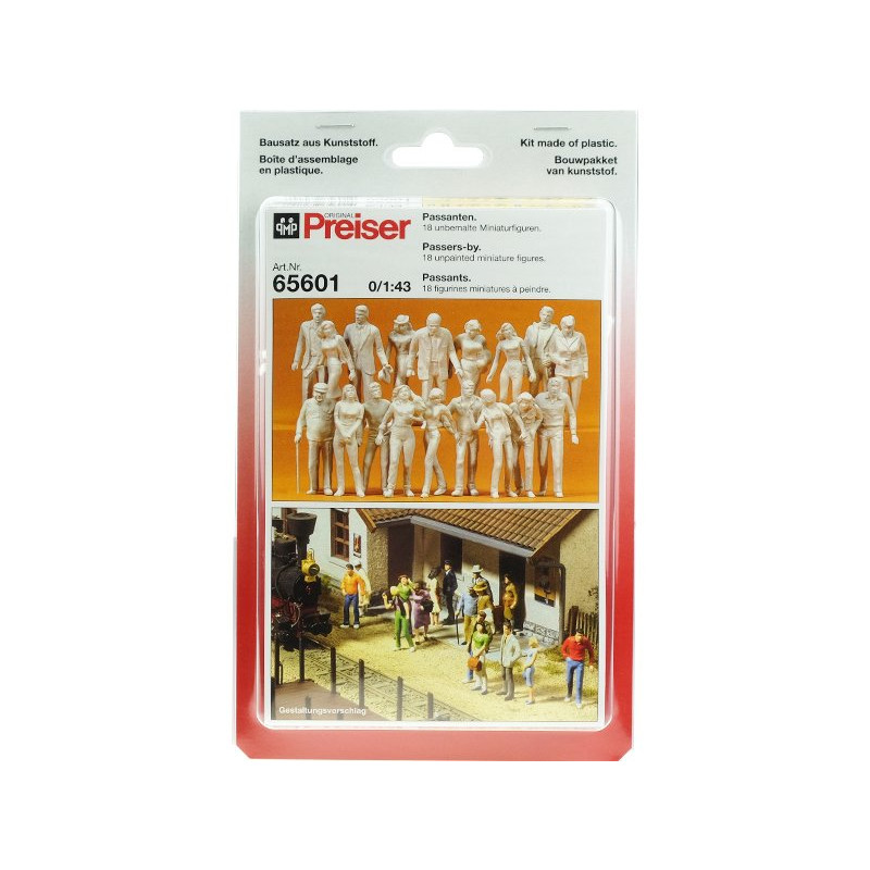 18 figurines passants à peindre - échelle O 1/43 - PREISER 65601