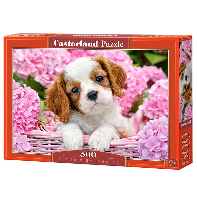 Pup in Pink Flowers - Puzzle 500 pièces - CASTORLAND