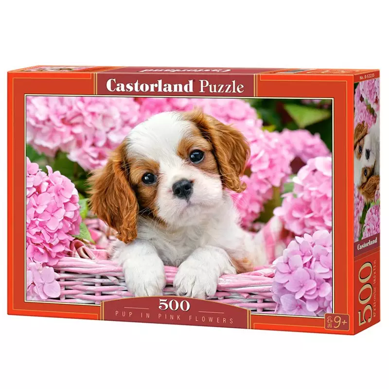 Pup in Pink Flowers - Puzzle 500 pièces - CASTORLAND
