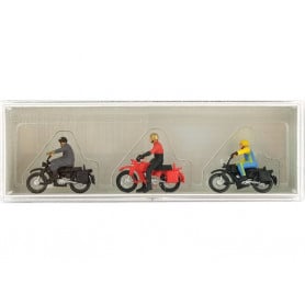 3 motards et leur moto - HO 1/87 - PREISER 10081