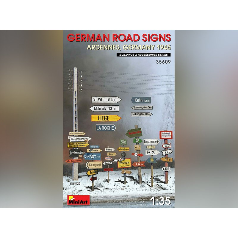 Panneaux routiers allemands Ardennes WWII - échelle 1/35 - MINIART 35609