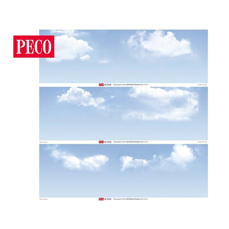 PECO SKP-03 - Fond de décor ciel bleu avec nuages - 2,40m - HO - N
