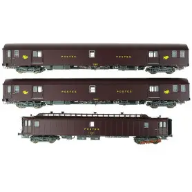 3x voitures postale brun PTT - ép IV - HO 1/87 - 40421 LS Models