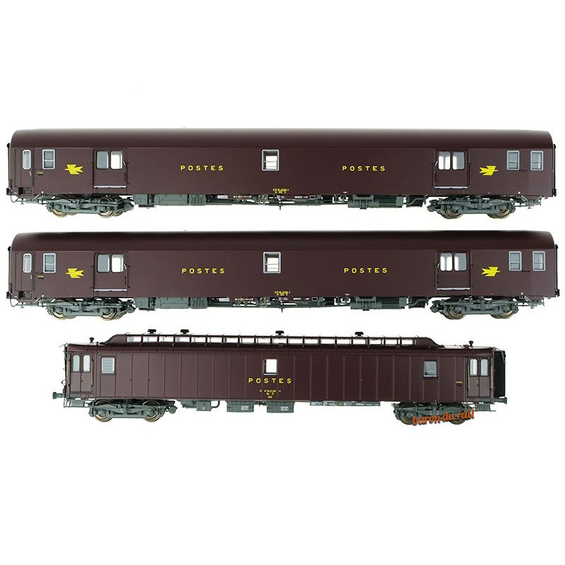 3x voitures postale brun PTT - ép IV - HO 1/87 - 40421 LS Models