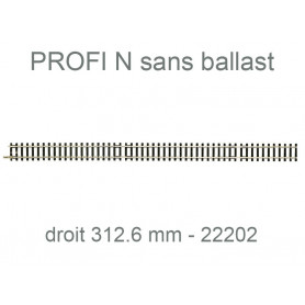 Rail droit 312.6 mm - Profi sans ballast - N 1/160 - FLEISCHMANN 22202