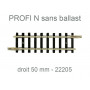 Rail droit 50 mm - Profi sans ballast - N 1/160 - FLEISCHMANN 22205