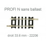 Rail droit 33.6 mm - Profi sans ballast - N 1/160 - FLEISCHMANN 22206