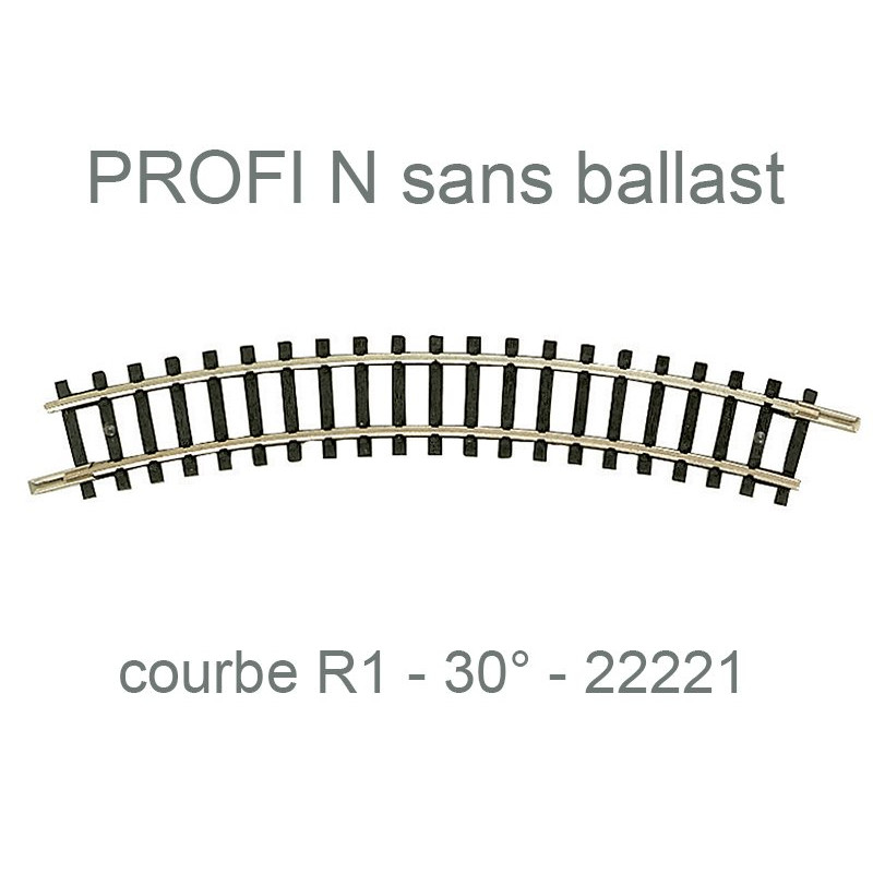 Rail courbe R1 194,6mm 30° - Profi sans ballast - N 1/160 - FLEISCHMANN 22221