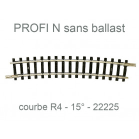 Rail courbe R4 329mm 15° - Profi sans ballast - N 1/160 - FLEISCHMANN 22225