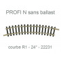 Rail courbe R1 194,6mm 24° - Profi sans ballast - N 1/160 - FLEISCHMANN 22231