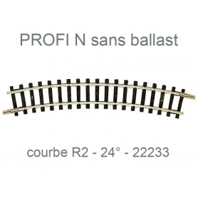 Rail courbe R2 228,2mm 24° - Profi sans ballast - N 1/160 - FLEISCHMANN 22233