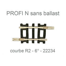 Rail courbe R2 228,2mm 6° - Profi sans ballast - N 1/160 - FLEISCHMANN 22234