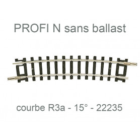 Rail courbe R3a 295,4mm 15° - Profi sans ballast - N 1/160 - FLEISCHMANN 22235
