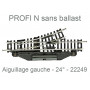 Aiguillage droit à gauche électrique 24° - Profi sans ballast - N 1/160 - FLEISCHMANN 22249