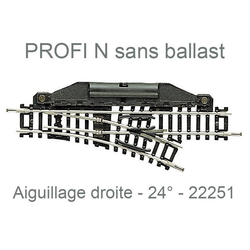 Aiguillage droit à droite électrique 24° - Profi sans ballast - N 1/160 - FLEISCHMANN 22251