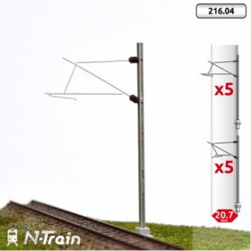 N-Train 216.04 - 10x Poteaux à console taille M - caténaire 25 kV échelle N