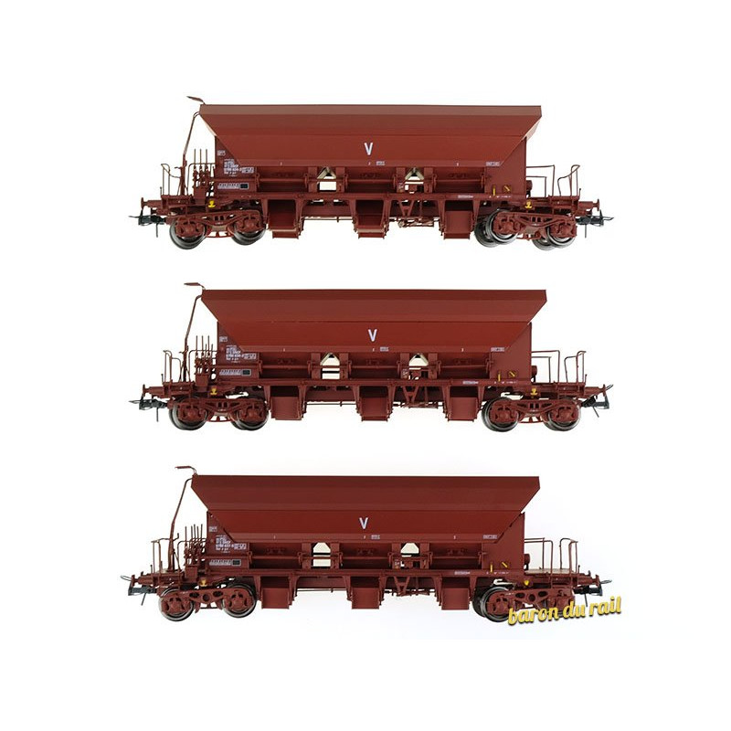 Set 3x wagon trémie F70 Uas ép. IV-V SNCF - HO 1/87 - REE WB-679