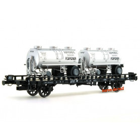 Wagon UFR Biporteur citernes rondes RAYMONDI ép III - HO 1/87 - REE WB-615
