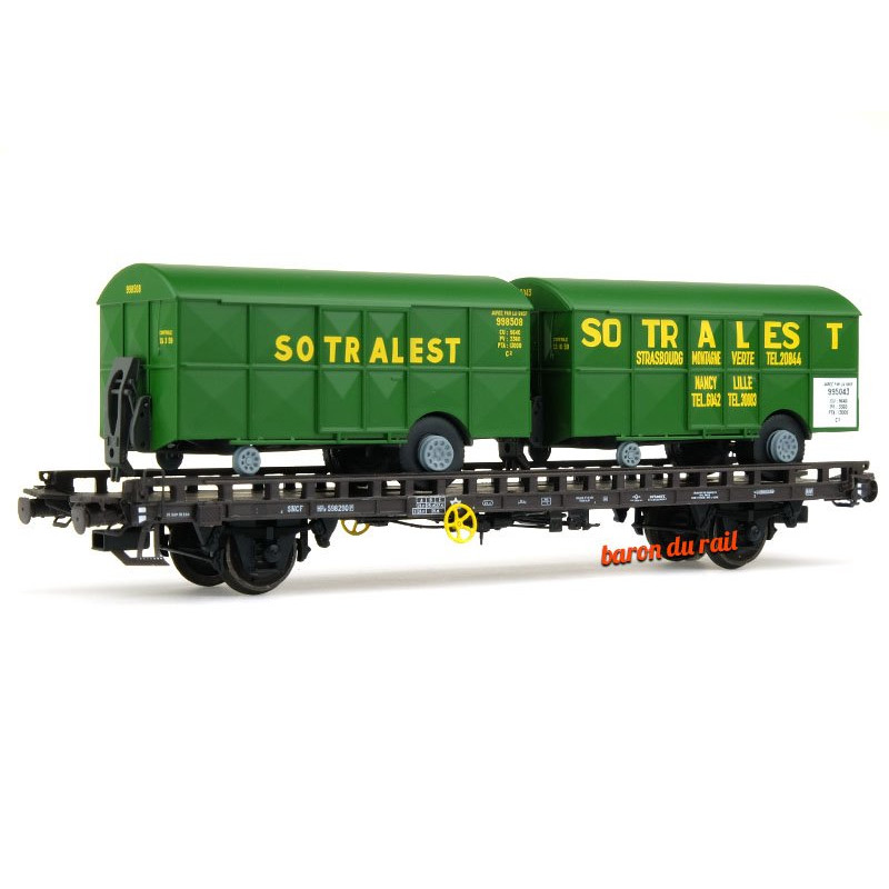 Wagon UFR Biporteur remorques SOTRALEST ép III - HO 1/87 - REE WB-620