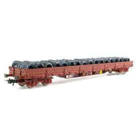 Wagon plat Res avec bobines de fil SNCF ép. IV - HO 1/87 - JOUEF HJ6192