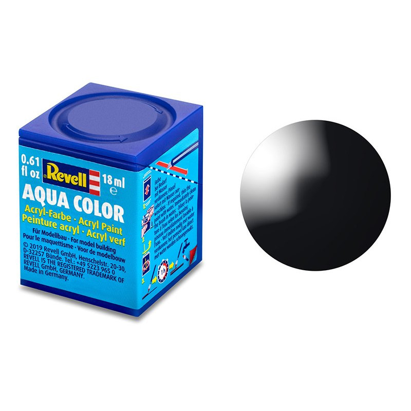 Revell 07 noir brillant peinture acrylique Aqua Color - 18ml