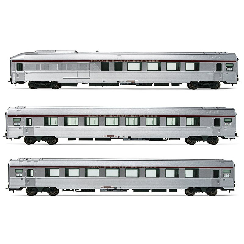 3 voitures TEE L'Arbalète A8tu, A8u et A4DTux ép. IV - SNCF - HO 1/87 - JOUEF HJ4144