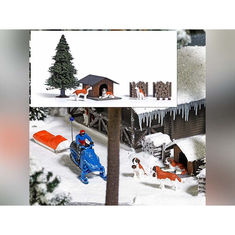 Saint-Bernard et accessoires - HO 1/87 - BUSCH 1198