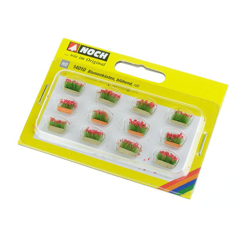 Jardinières fleuries en rouge - HO 1/87 - NOCH 14010