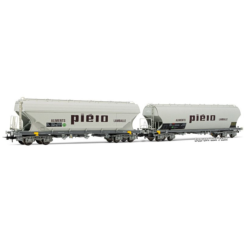 2x wagons trémie à parois plates et rondes Pieto Lamballe ép. IV - HO 1/87 - JOUEF HJ6220
