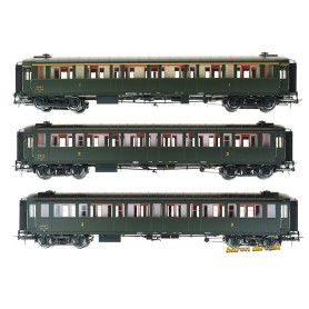 Set de 3 voitures métallisées Ex-PLM SNCF - ép. IIIb - HO 1/87 - REE VB-409