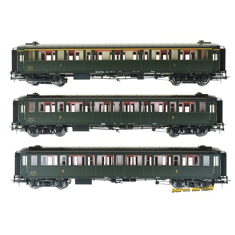 Set de 3 voitures métallisées Ex-PLM SNCF - ép. IIIb - HO 1/87 - REE VB-409