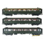Set de 3 voitures métallisées Ex-PLM SNCF - ép. IIIb - HO 1/87 - REE VB-409