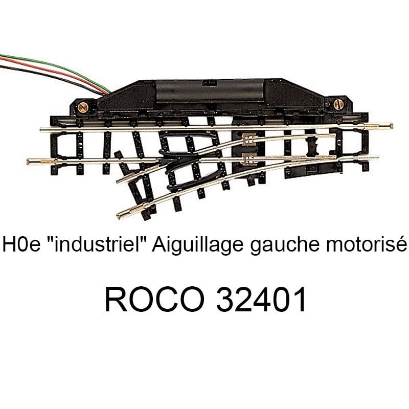 Aiguillage gauche 104.2 mm 24 degrés voie étroite HOe - ROCO 32401