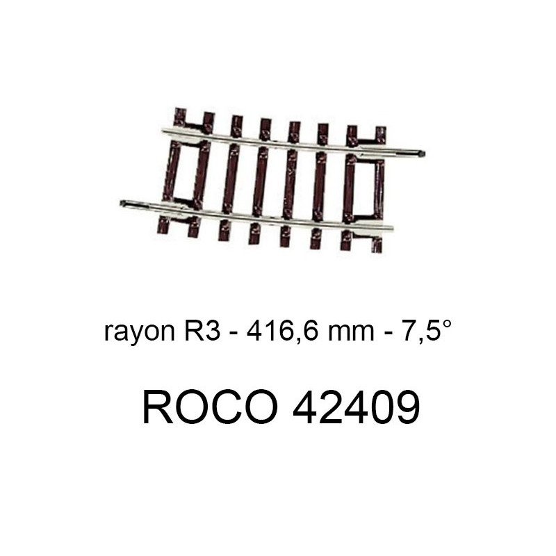Rail courbe rayon R3 419.6mm - ROCO 42409