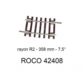 Rail courbe rayon R2 358mm - ROCO 42408