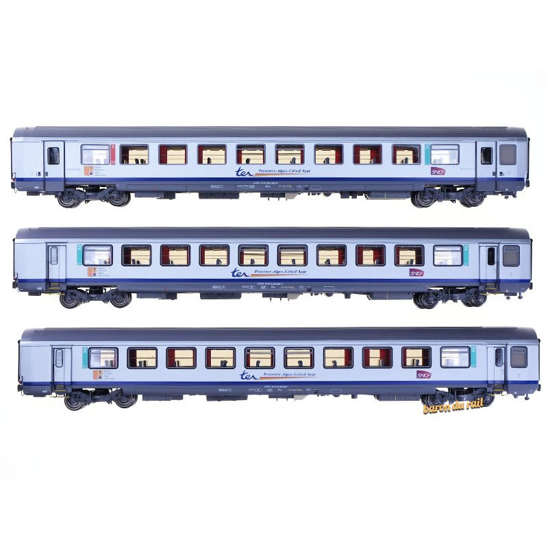 Set 3 voitures Vtu TER PACA Carmillon ép. V-VI - SNCF - HO 1/87 - LS Models 41203