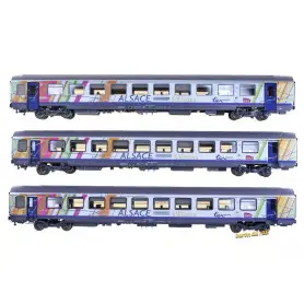 Set 3 voitures Vtu Alsace Grand Est Carmillon ép. VI - SNCF - HO 1/87 - LS Models 41208