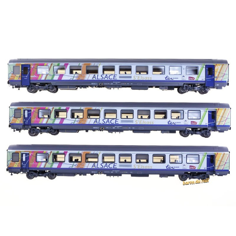 Set 3 voitures Vtu Alsace Grand Est Carmillon ép. VI - SNCF - HO 1/87 - LS Models 41208