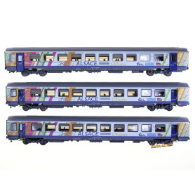 Set 3 voitures Vtu Alsace Grand Est Carmillon ép. VI - SNCF - HO 1/87 - LS Models 41209