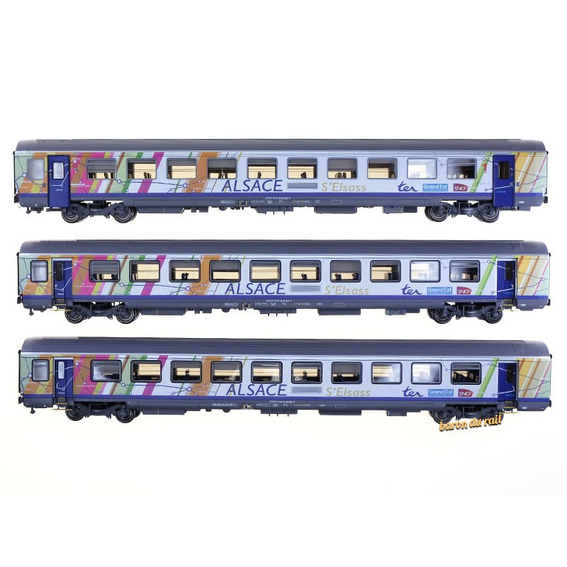 Set 3 voitures Vtu Alsace Grand Est Carmillon ép. VI - SNCF - HO 1/87 - LS Models 41209